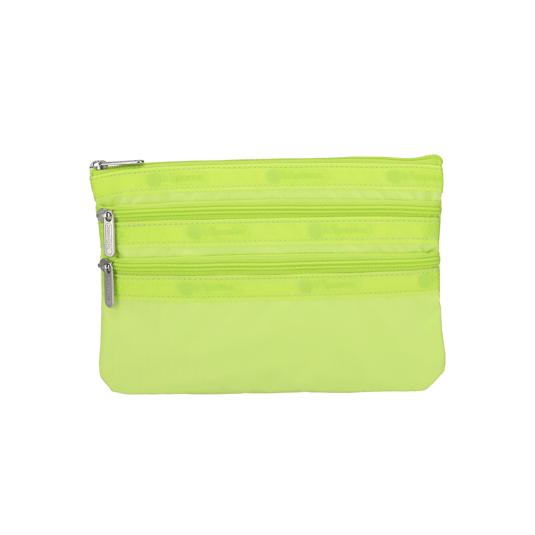 Lime 3 Zip Cosmetic Pouch
