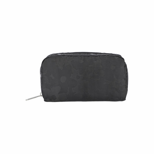 Rectangular Cosmetic Black Floral Jacquard