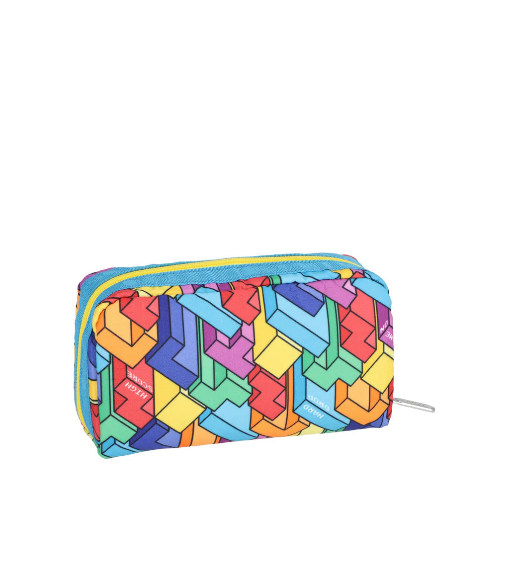 LeSportsac x Tetris Rectangular Cosmetic Tetrimino City Blocks/Turquoise
