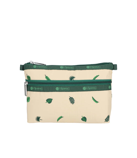 Cosmetic Clutch Tropical Palm Embroidery