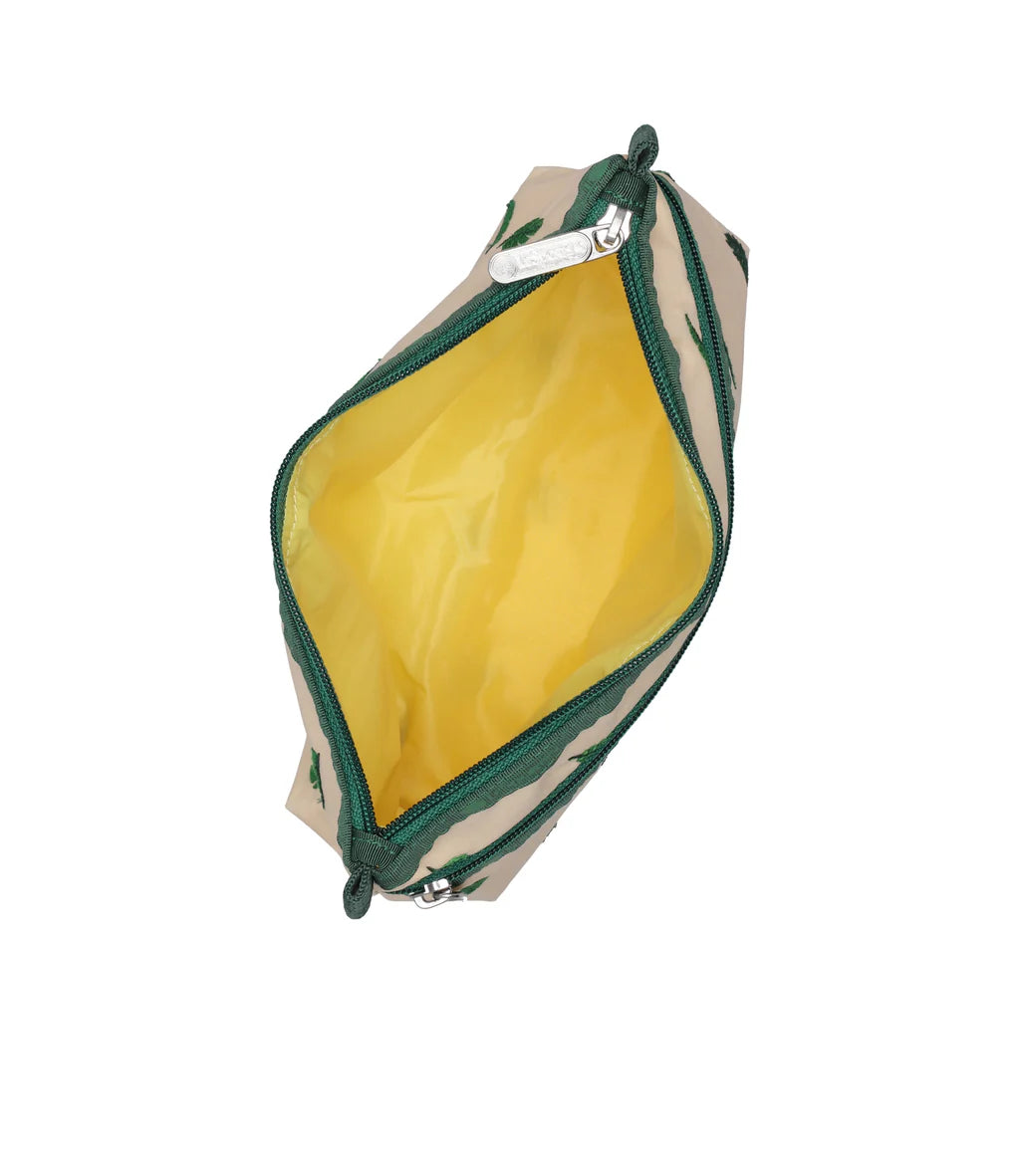 Cosmetic Clutch Tropical Palm Embroidery