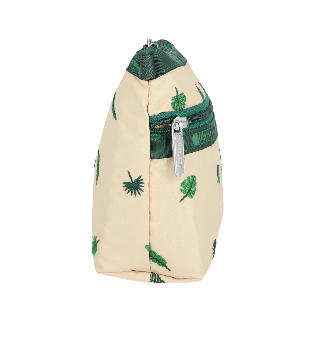 Cosmetic Clutch Tropical Palm Embroidery