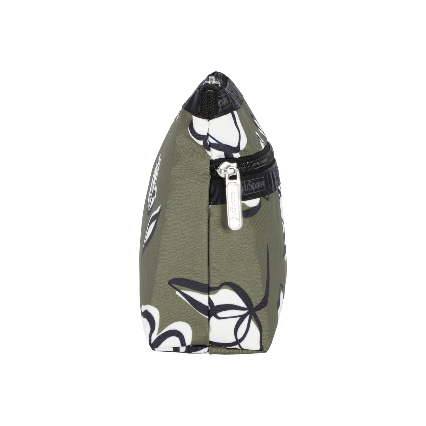 Cosmetic Clutch Olive Floral Silhouette