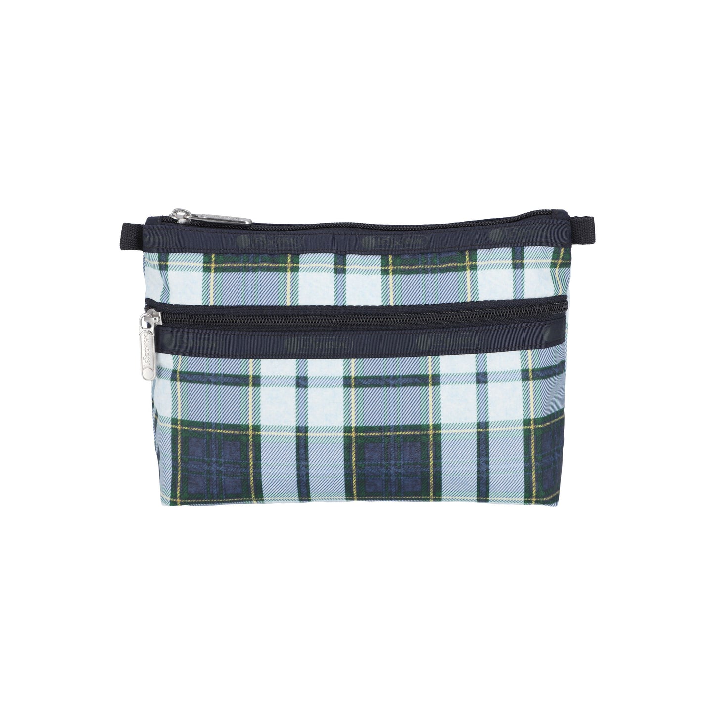 Deep Blue Tartan Cosmetic Clutch