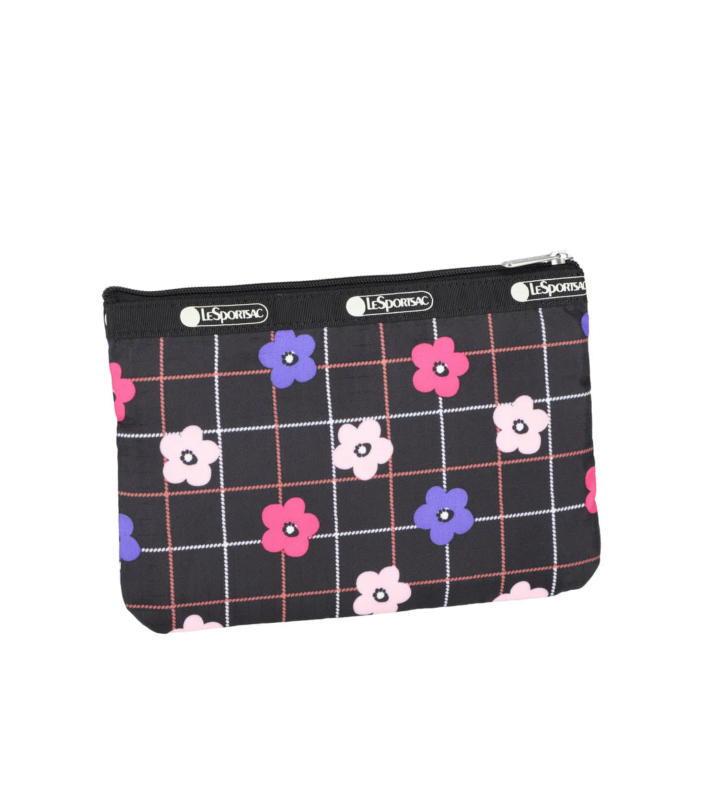 3 Zip Cosmetic Floral Plaid