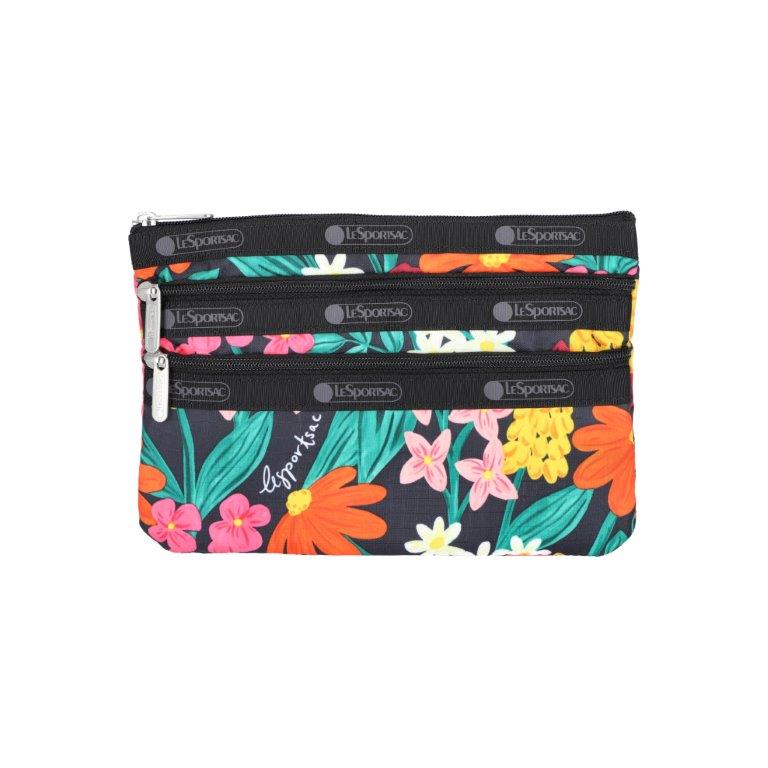 3-Zip Cosmetic Bright Garden Blooms