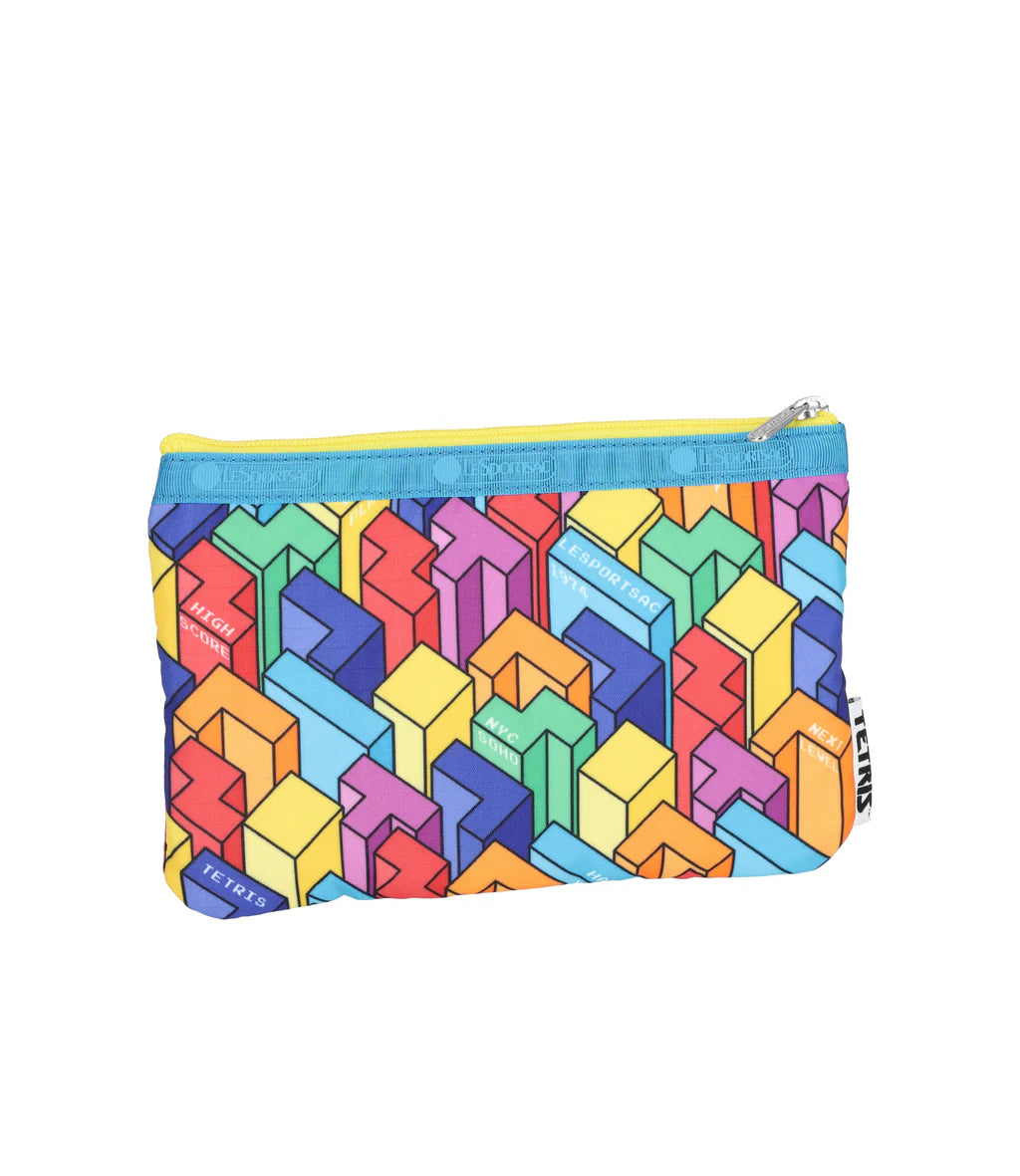 LeSportsac x Tetris 3-Zip Cosmetic Tetrimino City Blocks/Turquoise