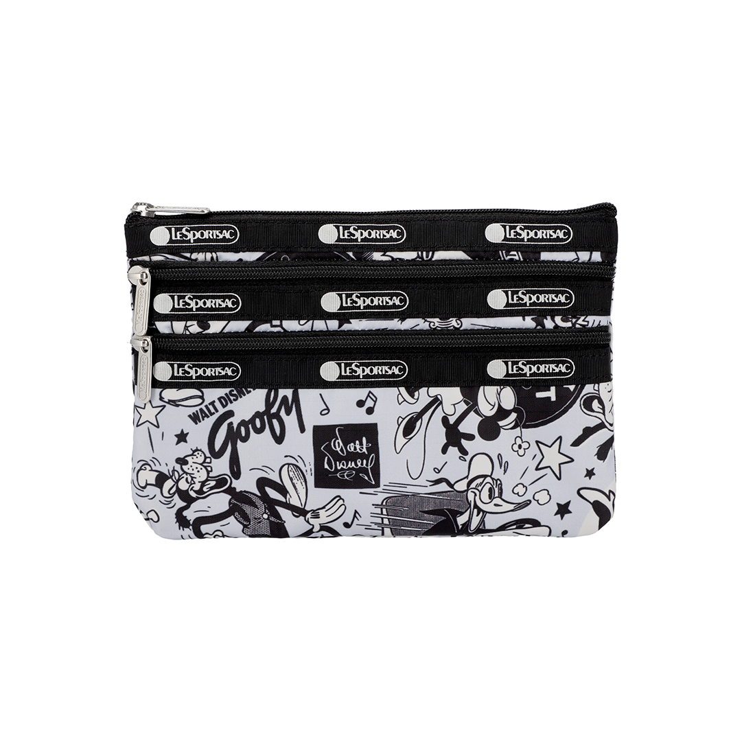 Disney100 Friends 3-Zip Cosmetic Pouch