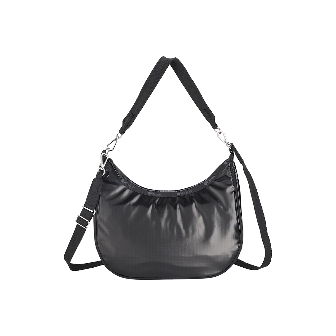 Black Shine N/S Convertible Hobo Bag