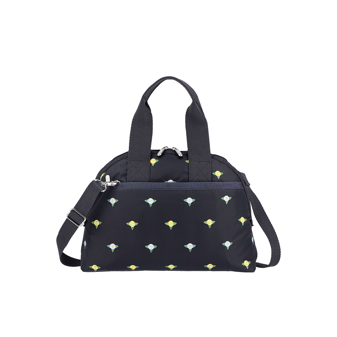 Peony Embroidery York Satchel Top Handles Crossbody Bag