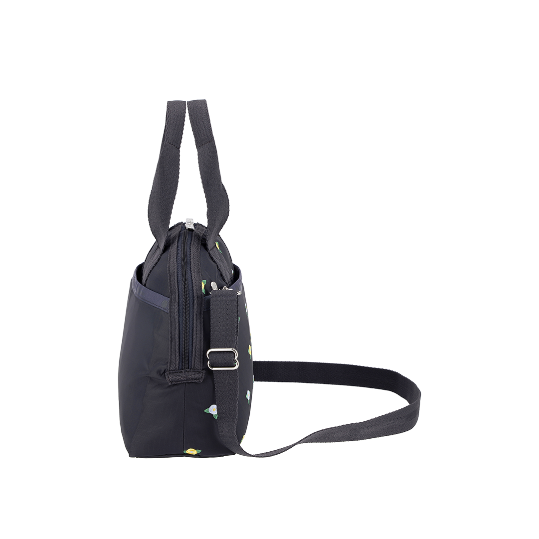 Peony Embroidery York Satchel Top Handles Crossbody Bag