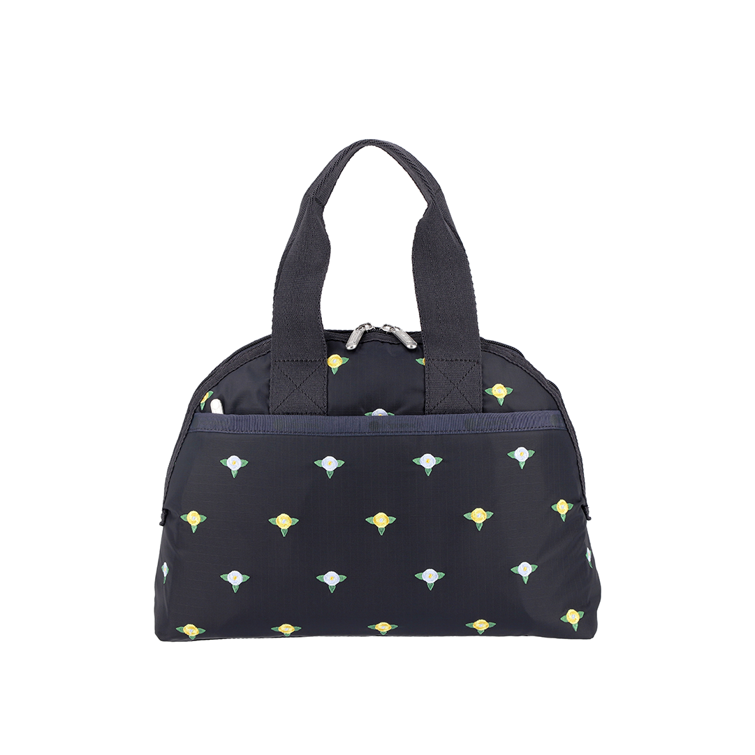 Peony Embroidery York Satchel Top Handles Crossbody Bag