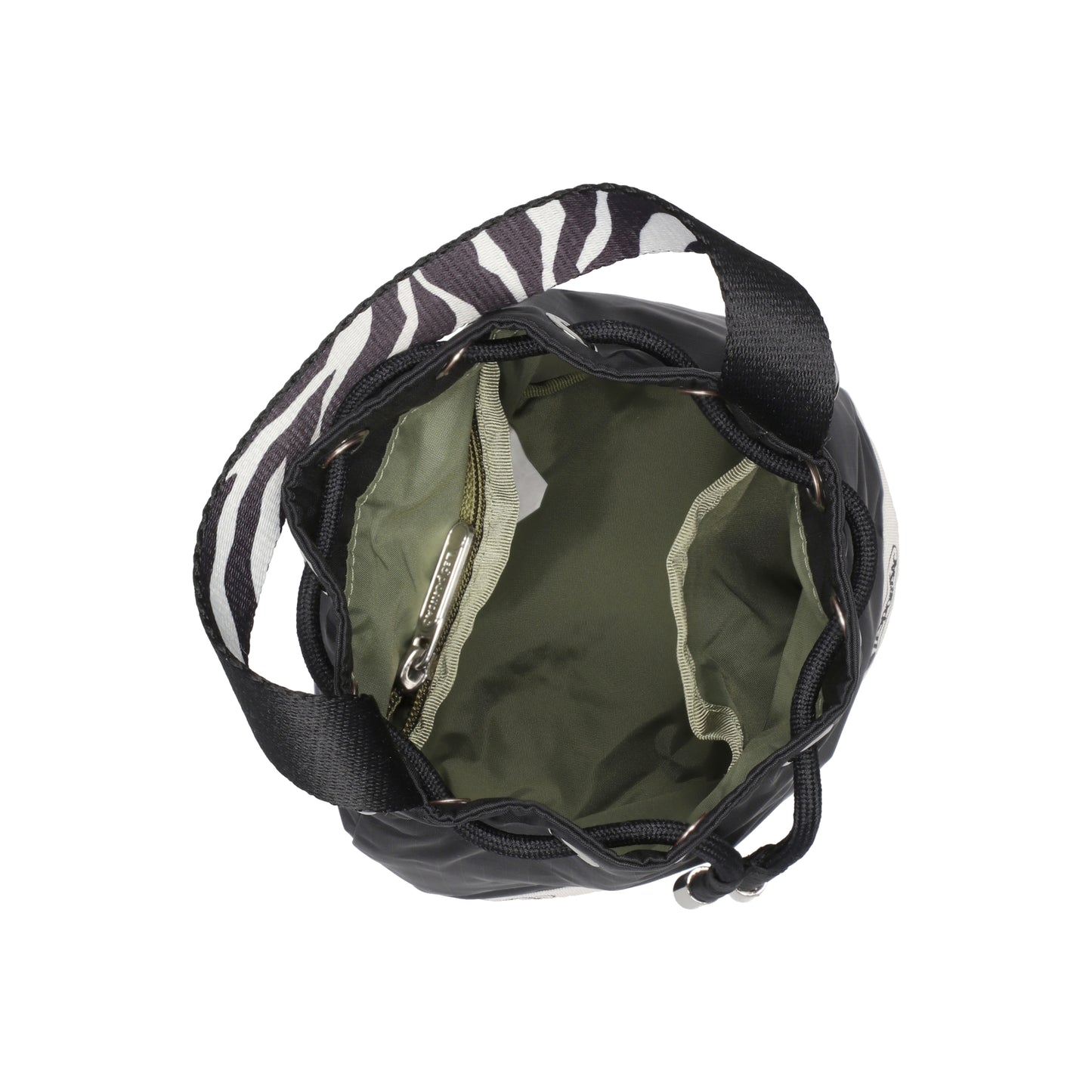 Drawstring Bucket Crossbody Noir Zebra