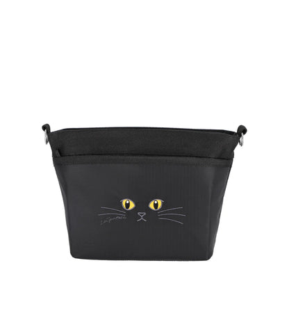 Small Bucket Bag Black Cats Embroidery