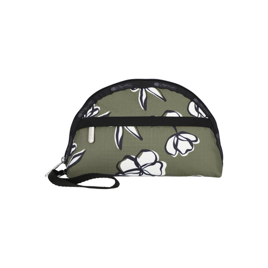 2-Zip Wristlet Olive Floral Silhouette