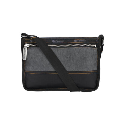 Small Zip Shoulder Bag Black Denim