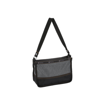 Small Zip Shoulder Bag Black Denim