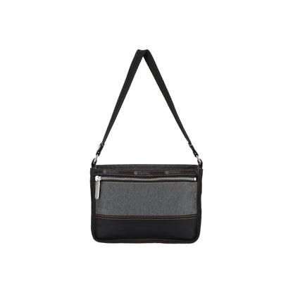 Small Zip Shoulder Bag Black Denim