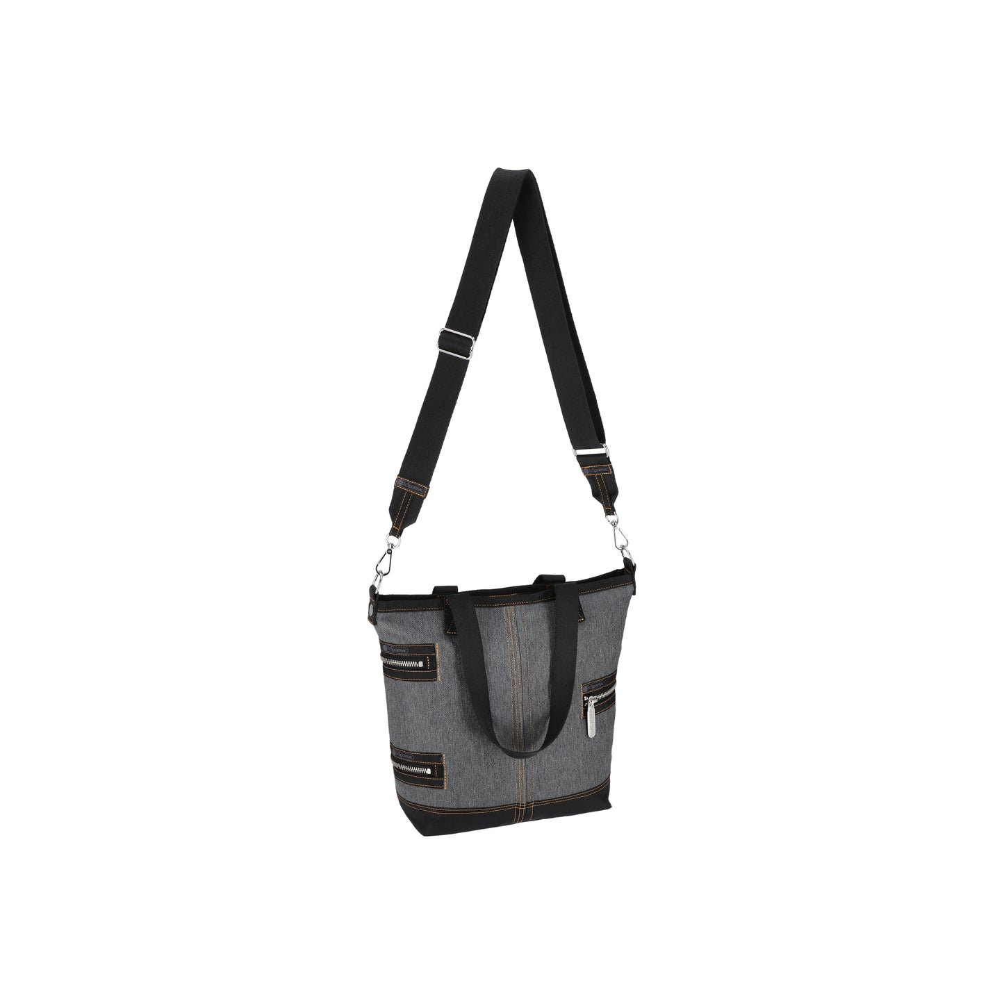 Denim Three Zip Tote Black Denim