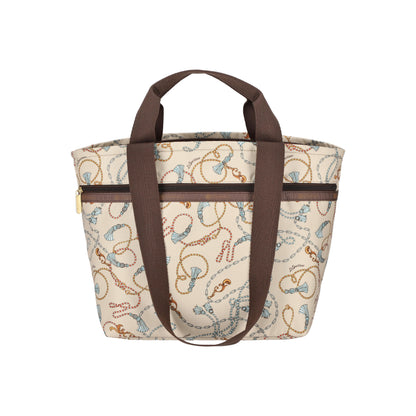 Two Handle Zip Tote Beige Chic Status