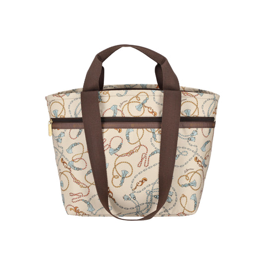 Two Handle Zip Tote Beige Chic Status
