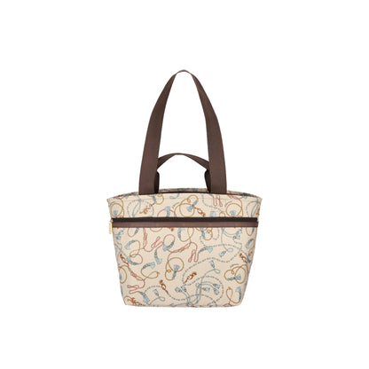 Two Handle Zip Tote Beige Chic Status