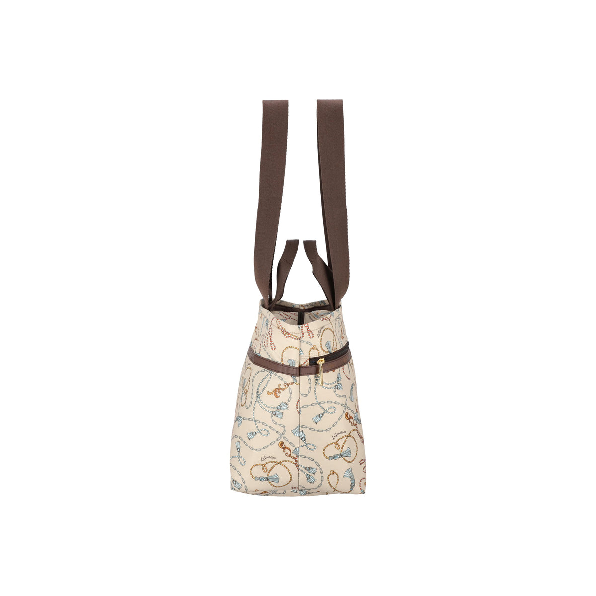 Two Handle Zip Tote Beige Chic Status