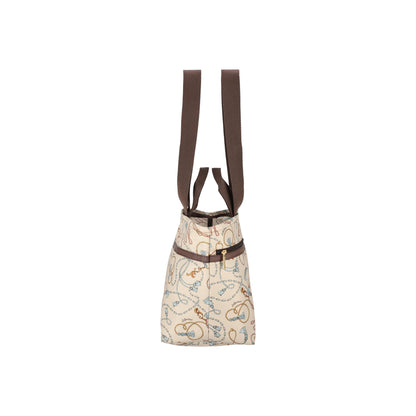 Two Handle Zip Tote Beige Chic Status