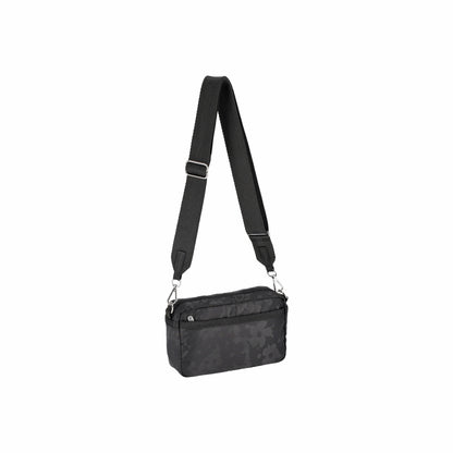 E/W Phone Crossbody Black Floral Jacquard