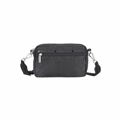 E/W Phone Crossbody Black Floral Jacquard