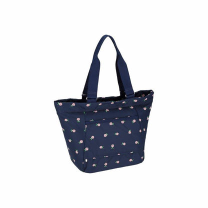 Medium E/W Tote Pink Roses Embroidery