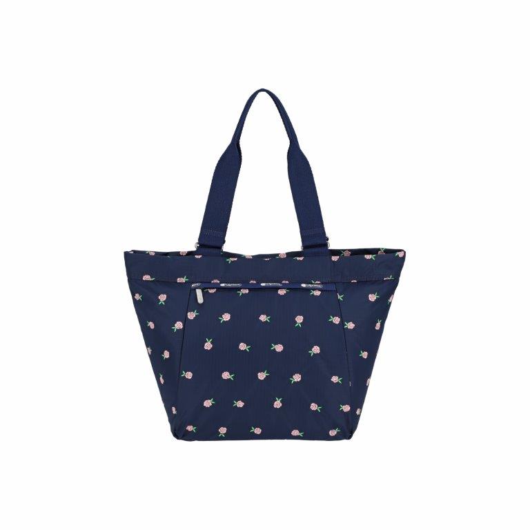 Medium E/W Tote Pink Roses Embroidery