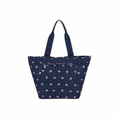 Medium E/W Tote Pink Roses Embroidery