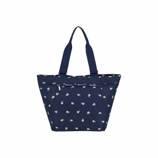 Medium E/W Tote Pink Roses Embroidery