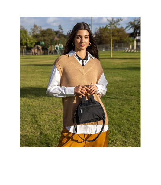 Round Small Satchel Recycled Black