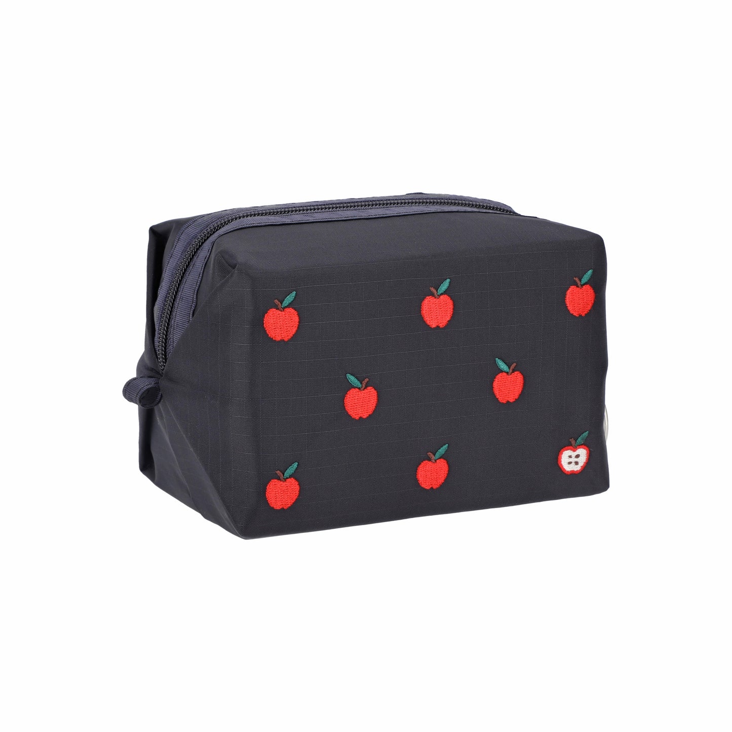 Small Zip Pouch Red Apple Embroidery