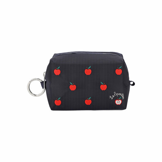 Small Zip Pouch Red Apple Embroidery