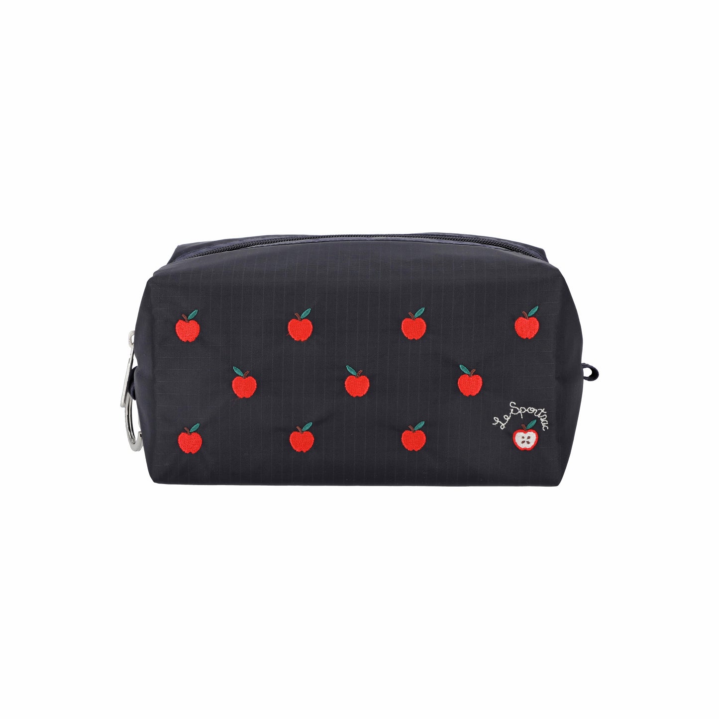 Large Zip Pouch Red Apple Embroidery