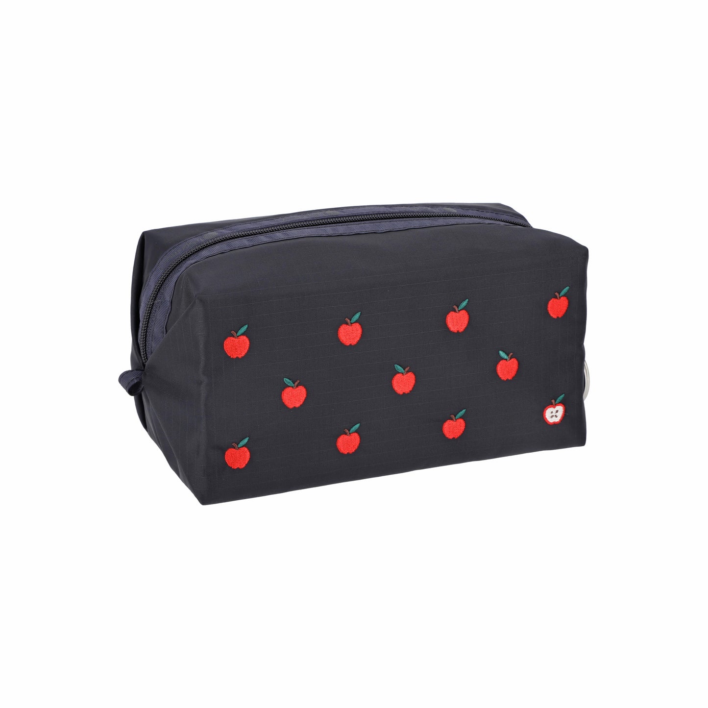 Large Zip Pouch Red Apple Embroidery