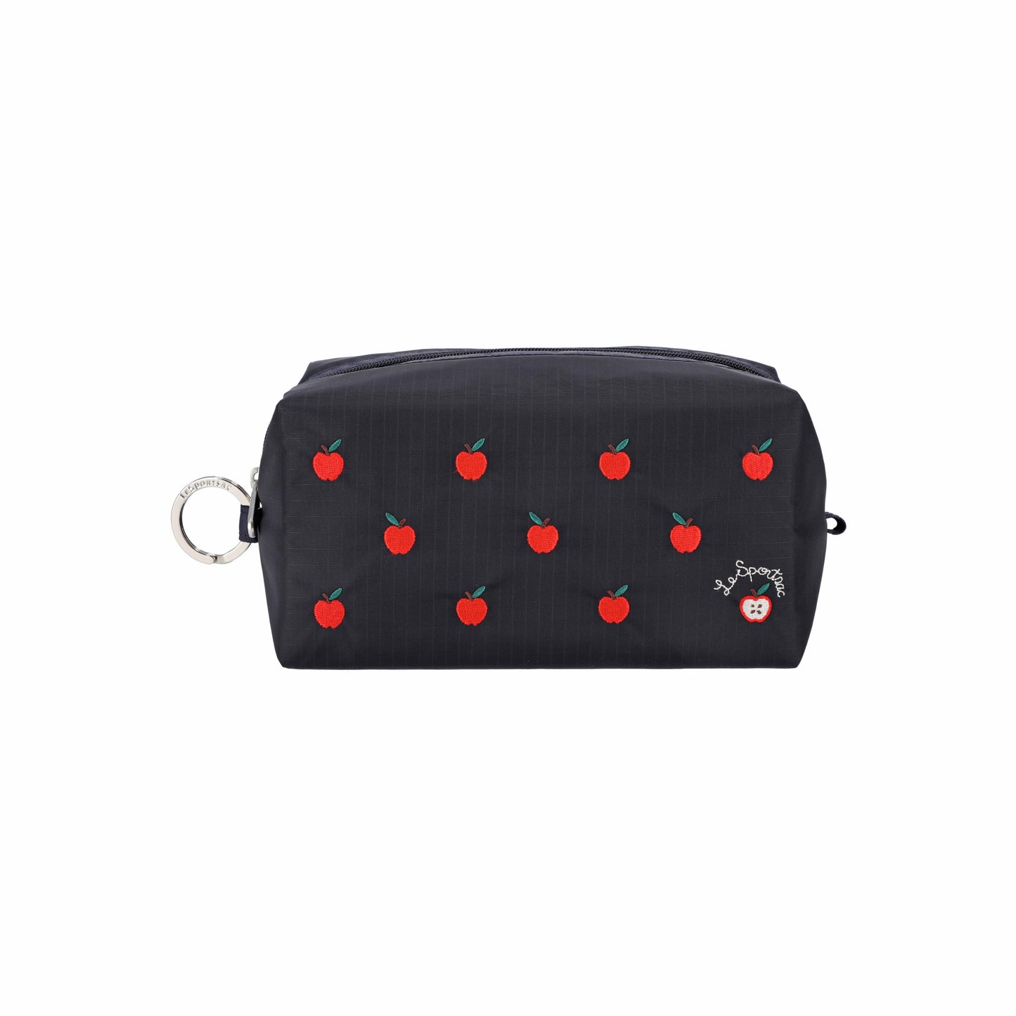 Large Zip Pouch Red Apple Embroidery
