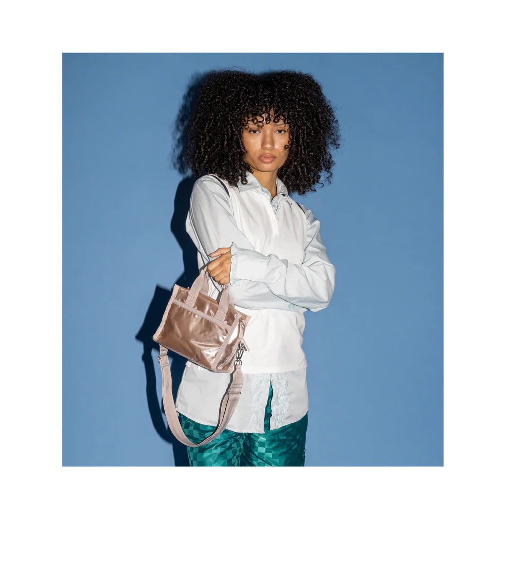E/W Shoulder Satchel Rose Gold Shine