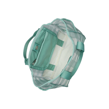 Sheer Medium Open Tote Green Field Gingham Sheer