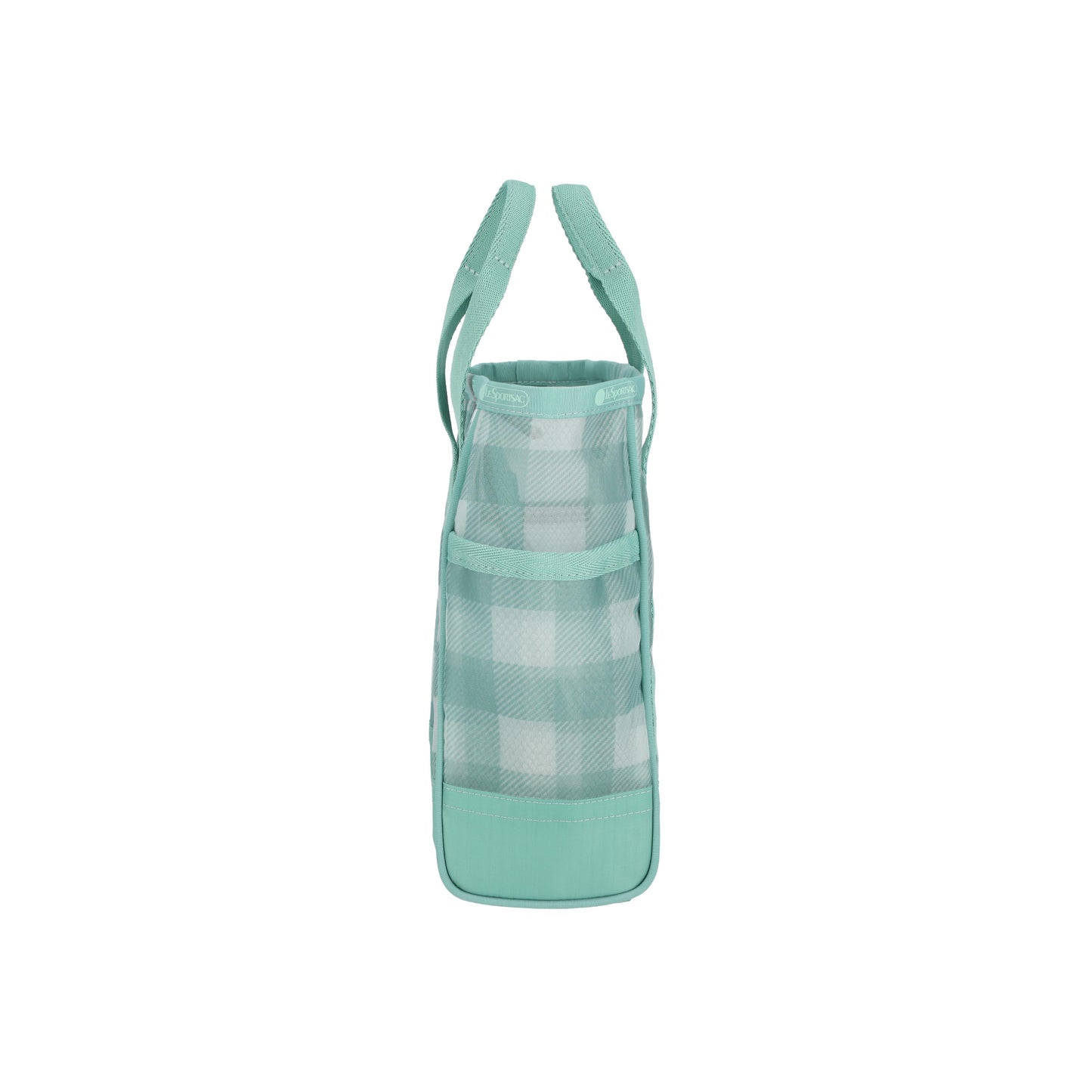 Sheer Medium Open Tote Green Field Gingham Sheer
