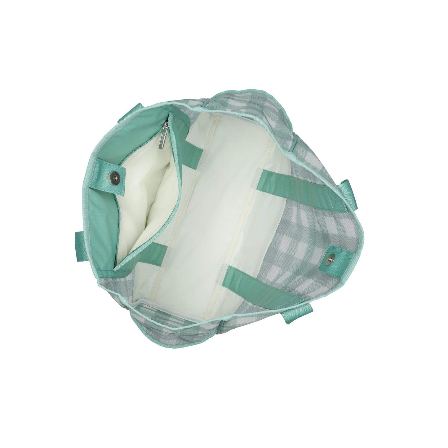 Sheer Large Open Tote Green Field Gingham Sheer