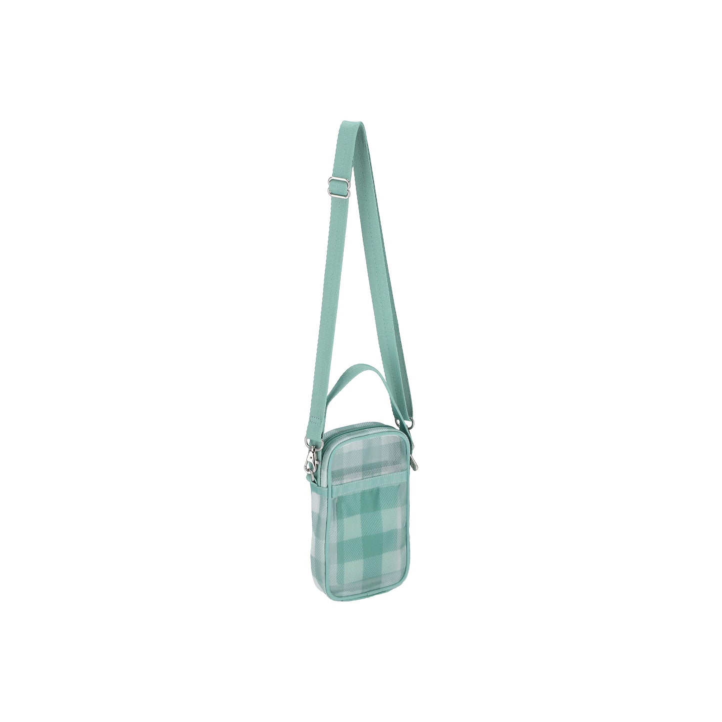 Sheer Mini Phone Crossbody Green Field Gingham Sheer