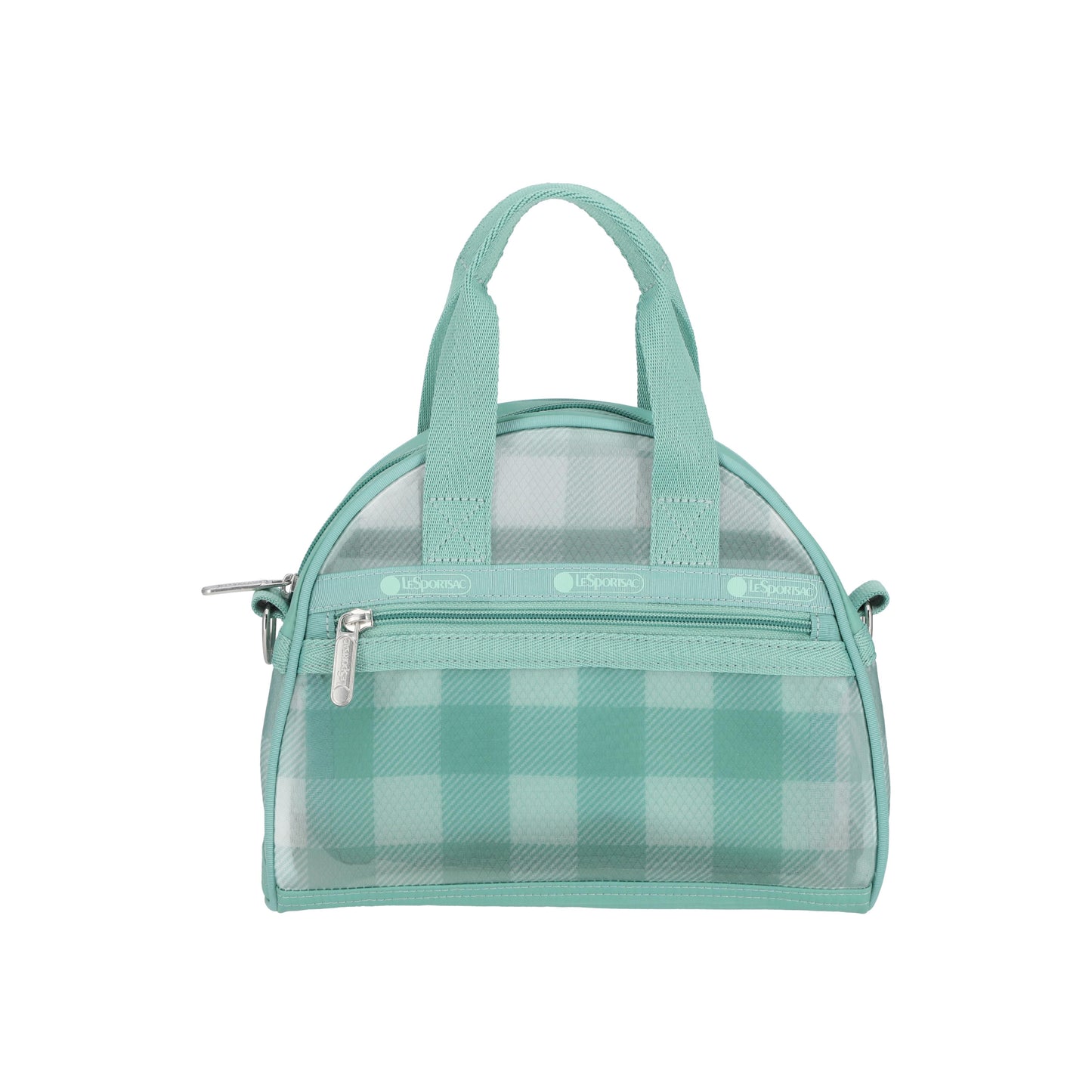 Sheer Round Small Satchel Green Field Gingham Sheer