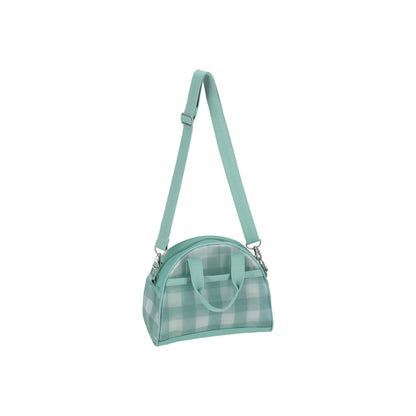 Sheer Round Small Satchel Green Field Gingham Sheer