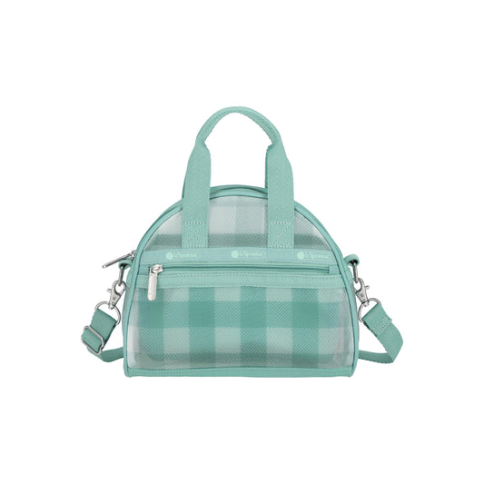 Sheer Round Small Satchel Green Field Gingham Sheer