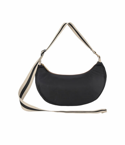 Medium Hammock Adjustable Bag Black/Black & Beige Webbing