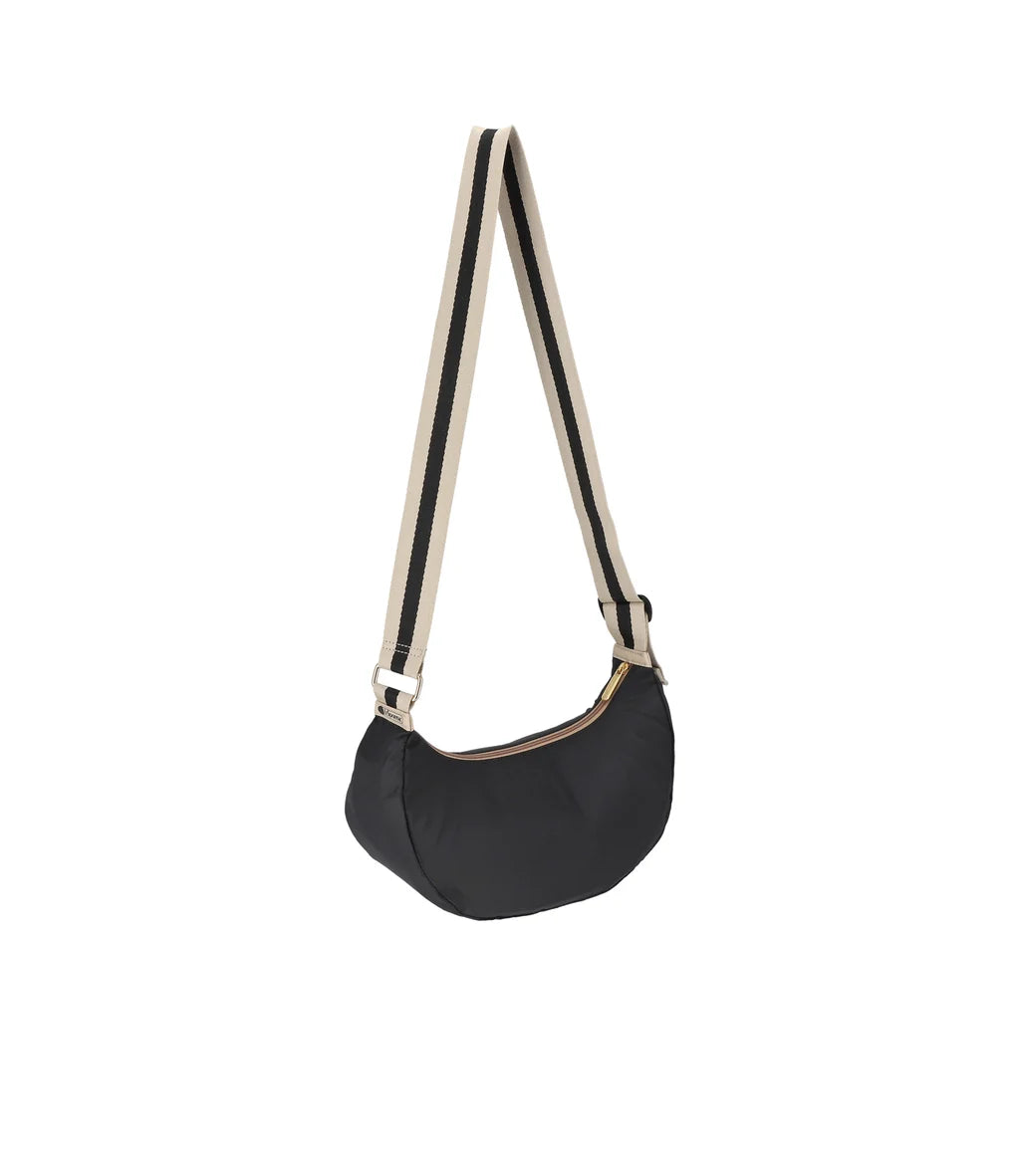 Medium Hammock Adjustable Bag Black/Black & Beige Webbing